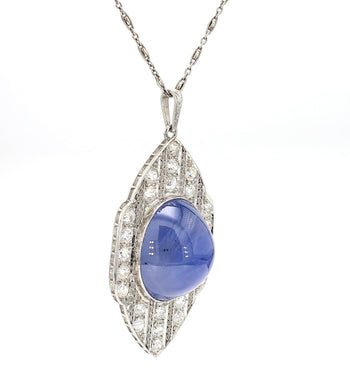 45 Carat Star Sapphire Ceylon No Heat Blue Art Deco Pendant – Assay Jewelers