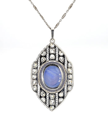 45 Carat Star Sapphire Ceylon No Heat Blue Art Deco Pendant – Assay Jewelers