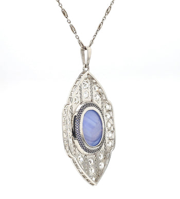 45 Carat Star Sapphire Ceylon No Heat Blue Art Deco Pendant – Assay Jewelers