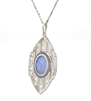 45 Carat Star Sapphire Ceylon No Heat Blue Art Deco Pendant – Assay Jewelers