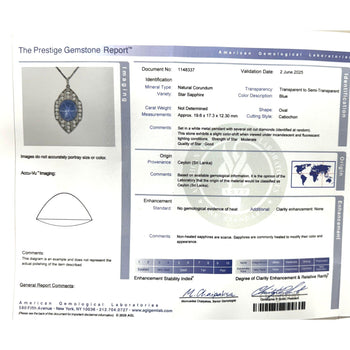 45 Carat Star Sapphire Ceylon No Heat Blue Art Deco Pendant – Assay Jewelers