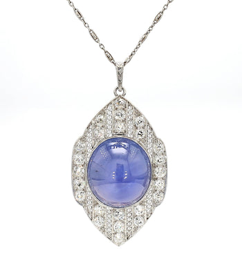 45 Carat Star Sapphire Ceylon No Heat Blue Art Deco Pendant – Assay Jewelers