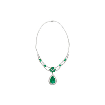 Collier chandelier à pampille en émeraude colombienne et diamants, 45.58 carat TW – Assay Jewelers