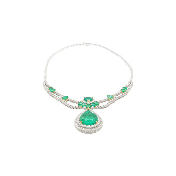 Collier chandelier à pampilles en émeraude colombienne et diamant, 45.58 Carat TW – Assay Jewelers