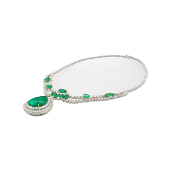 45.58 Carat TW Collier chandelier à pendentif en émeraude colombienne et diamants – Assay Jewelers