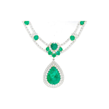 Collier chandelier à pendentif en émeraude colombienne et diamants, 45.58 carats TW – Assay Jewelers
