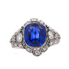 4.02 Carat No Heat Ceylon Sapphire In Platinum Art Deco Ring