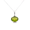 4.09 Carat Peridot Pendant Necklace in 18K White Gold Cable Chain