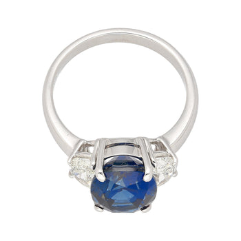 4.22ct Vivid Blue Oval Cut Sapphire & Diamond 3 Stone Ring – Assay Jewelers