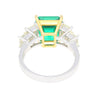 4.26 Carat Vivid Green Colombian Muzo Mine Emerald & Emerald Cut Side Diamond Ring