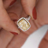 4.36 Carat Elongated Cushion Fancy Yellow Diamond Halo 18K Engagement Ring