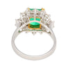 4.42 Carat TW Colombian Emerald with Round & Emerald Cut Diamond Halo Ring