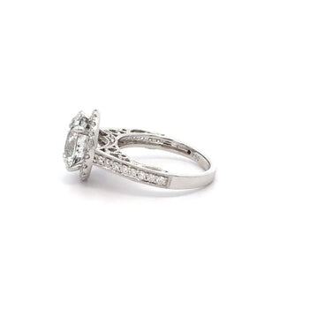 4.53 Carat Round Cut Diamond 18K White Floral Halo Engagement Ring – Assay Jewelers
