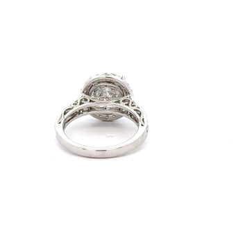 4.53 Carat Round Cut Diamond 18K White Floral Halo Engagement Ring – Assay Jewelers