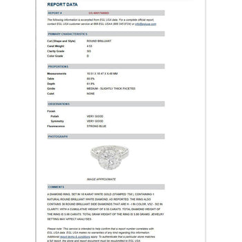 4.53 Carat Round Cut Diamond 18K White Floral Halo Engagement Ring – Assay Jewelers
