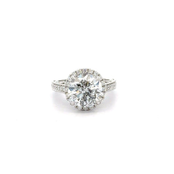 4.53 Carat Round Cut Diamond 18K White Floral Halo Engagement Ring – Assay Jewelers
