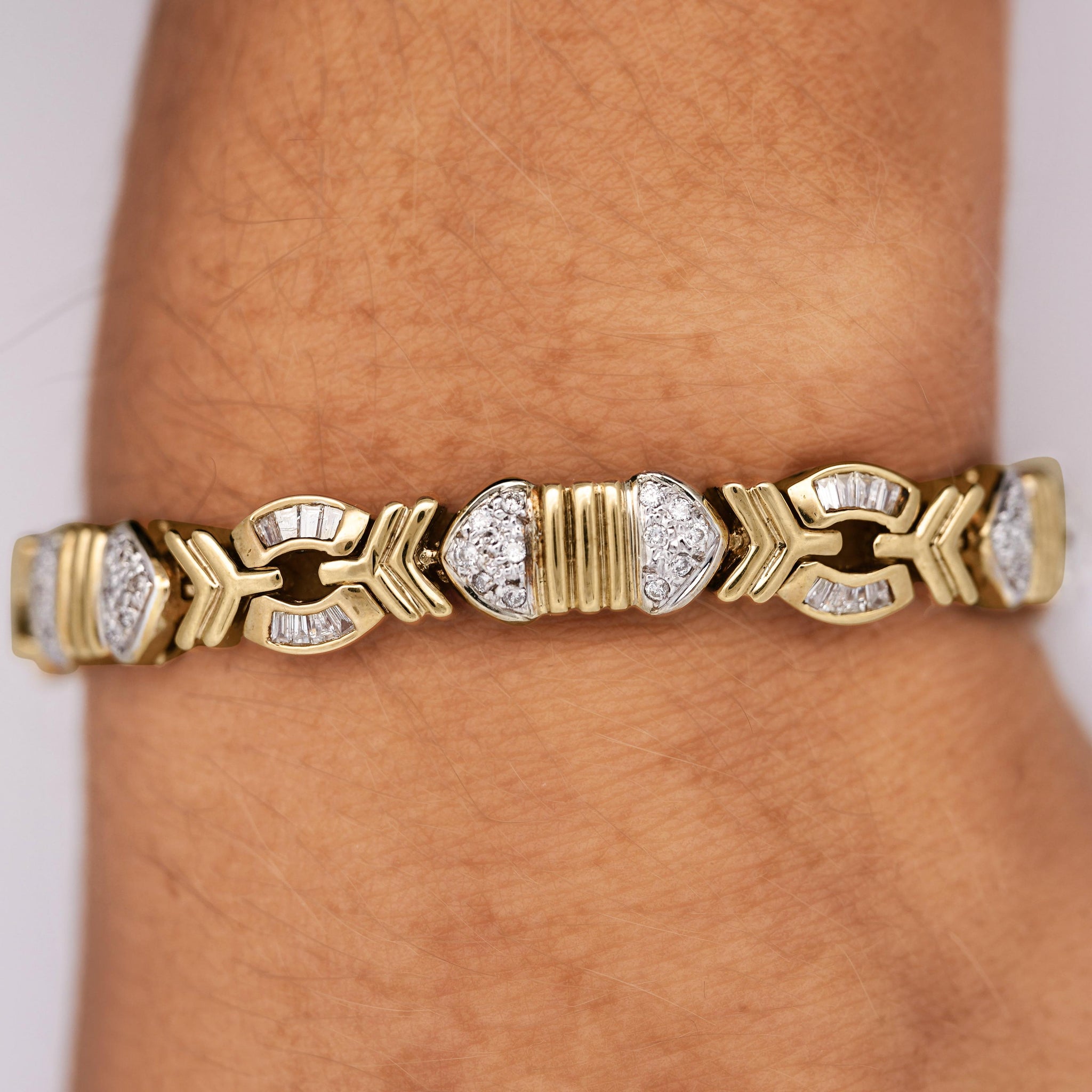 4.6 Carat Diamond Multi-Shape Link 18K Gold Unisex Bracelet