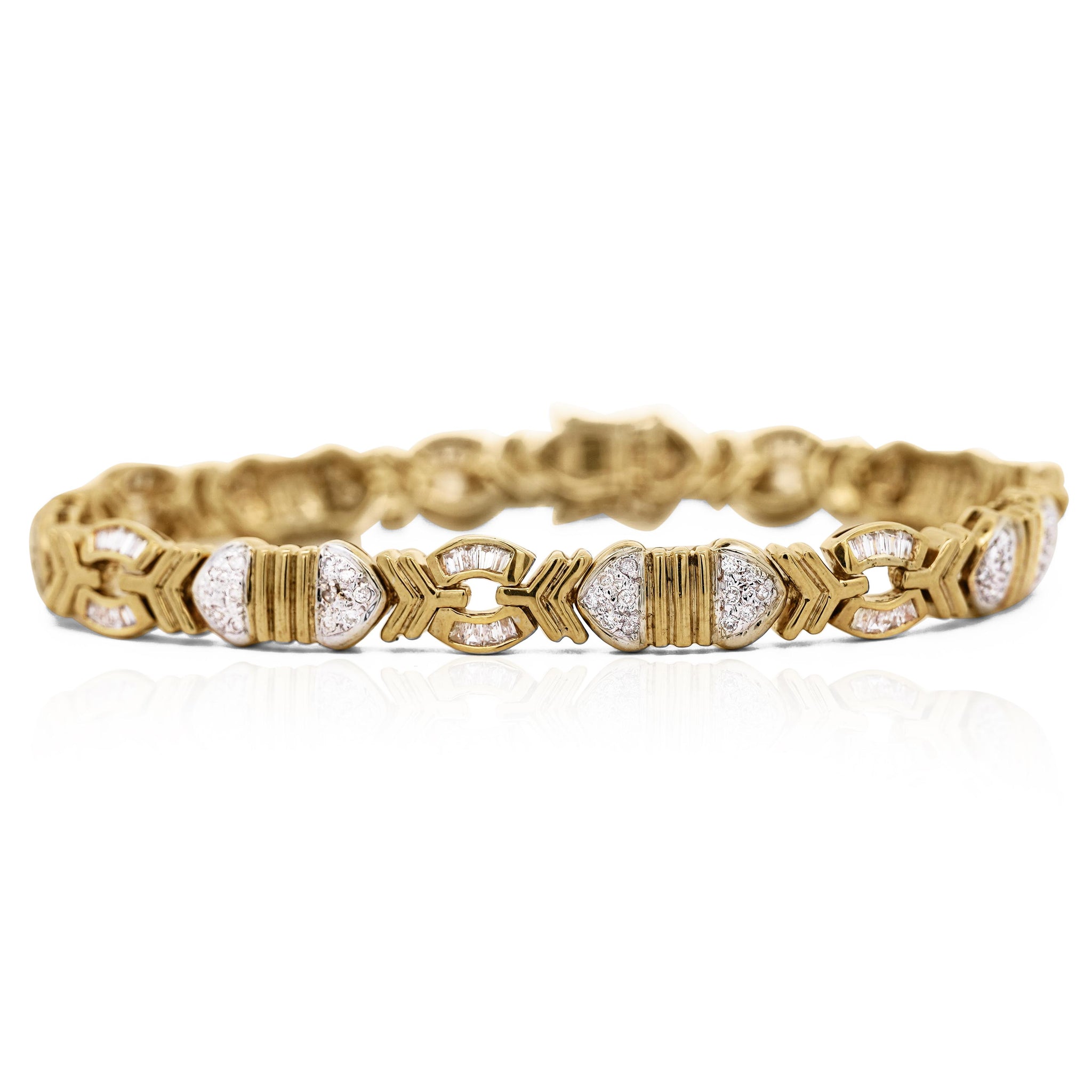 4.6 Carat Diamond Multi-Shape Link 18K Gold Unisex Bracelet