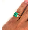 4.60 Carat Natural Colombian Emerald & Baguette Diamonds in 14K Yellow Gold Unisex Ring