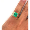 4.60 Carat Natural Colombian Emerald & Baguette Diamonds in 14K Yellow Gold Unisex Ring