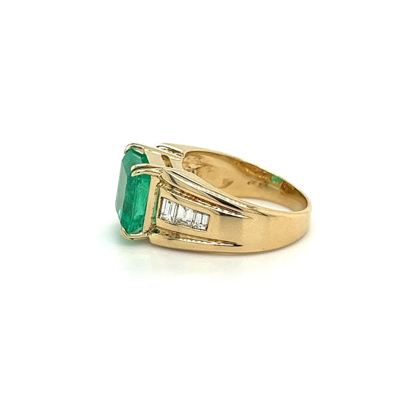 4.60 Carat Natural Colombian Emerald & Diamond 14K Gold Unisex Ring