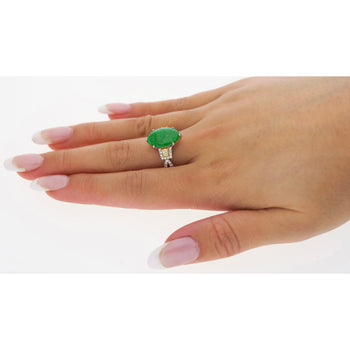 Bague en or blanc 18k avec jadéite jade de 4,76 carats et diamants jaunes taille trapèze sur les côtés – Assay Jewelers