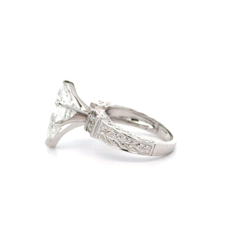 4.86 Carat Pear Cut Diamond 18K White Filigree Vintage Engagement Ring – Assay Jewelers