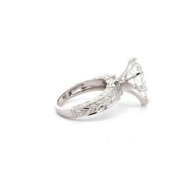 4.86 Carat Pear Cut Diamond 18K White Filigree Vintage Engagement Ring – Assay Jewelers