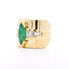 5 Carat Marquise Emerald & Baguette Diamond Channel 18K Gold Vintage Ring