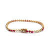 5 Carat Ruby and Lab Grown Diamond 3-Prong 14K Gold Tennis Bracelet