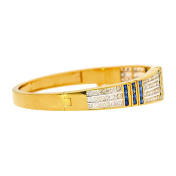 5.09 Carat Blue Sapphire and Diamond Bangle Bracelet in 18k Yellow Gold – Assay Jewelers