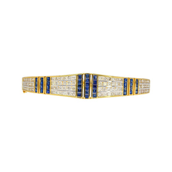 5.09 Carat Blue Sapphire and Diamond Bangle Bracelet in 18k Yellow Gold – Assay Jewelers