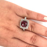 5.20 Carat Cushion Checkerboard Cut Pink Tourmaline & Diamond Ring in 18K White Gold