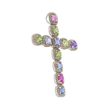 5.39 Carat Multicolored Natural Sapphire & Diamond Cross Pendant – Assay Jewelers