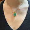 5.42 Carat Natural Emerald Pendant Necklace with Yellow Diamond Halo in 18k Gold