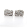 5.5 Carat Diamond Pave 18K White Gold Woven Twist Clip Earrings