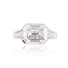 5.53 Carat Emerald Cut Lab Grown Diamond Half Bezel White Gold Ring