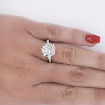 5.58ct G/I1 Round Diamond Baguette Side Stones Engagement Ring – Assay Jewelers