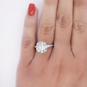 5.58ct G/I1 Round Diamond Baguette Side Stones Engagement Ring – Assay Jewelers
