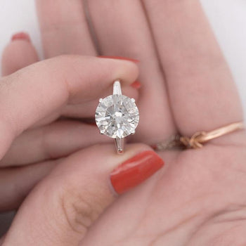 5.58ct G/I1 Round Diamond Baguette Side Stones Engagement Ring – Assay Jewelers