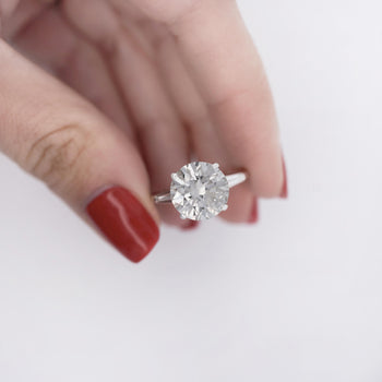 5.58ct G/I1 Round Diamond Baguette Side Stones Engagement Ring – Assay Jewelers