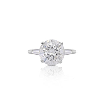5.58ct G/I1 Round Diamond Baguette Side Stones Engagement Ring – Assay Jewelers
