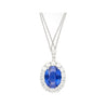 5.83 Carat Oval No Heat Sri Lanka Blue Sapphire & Diamond Pendant in Platinum