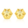 5mm 14K Gold Diamond Cut Hexagon Star Stud Earrings Screw Back