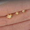 5mm 14K Gold Diamond Cut Hexagon Star Stud Earrings Screw Back