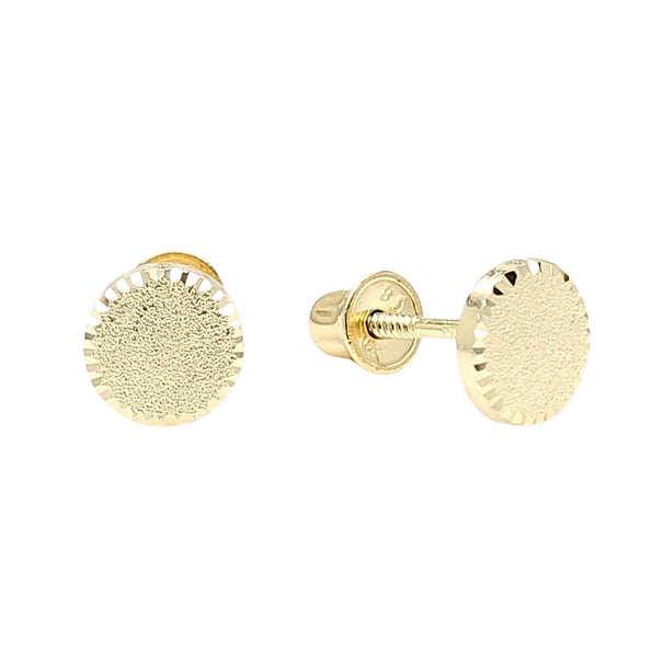 5mm Frosted Matte Round Screw Back 14K Gold Stud Earrings