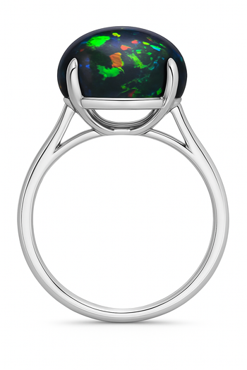 6 Carat Australian Black Opal in a 4-Prong White Gold Mounting – Assay Jewelers