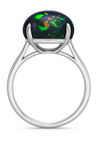 6 Carat Australian Black Opal in a 4-Prong White Gold Mounting