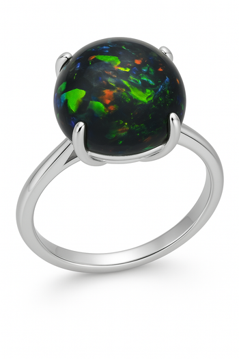 6 Carat Australian Black Opal in a 4-Prong White Gold Mounting – Assay Jewelers