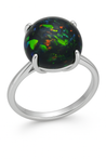 6 Carat Australian Black Opal in a 4-Prong White Gold Mounting